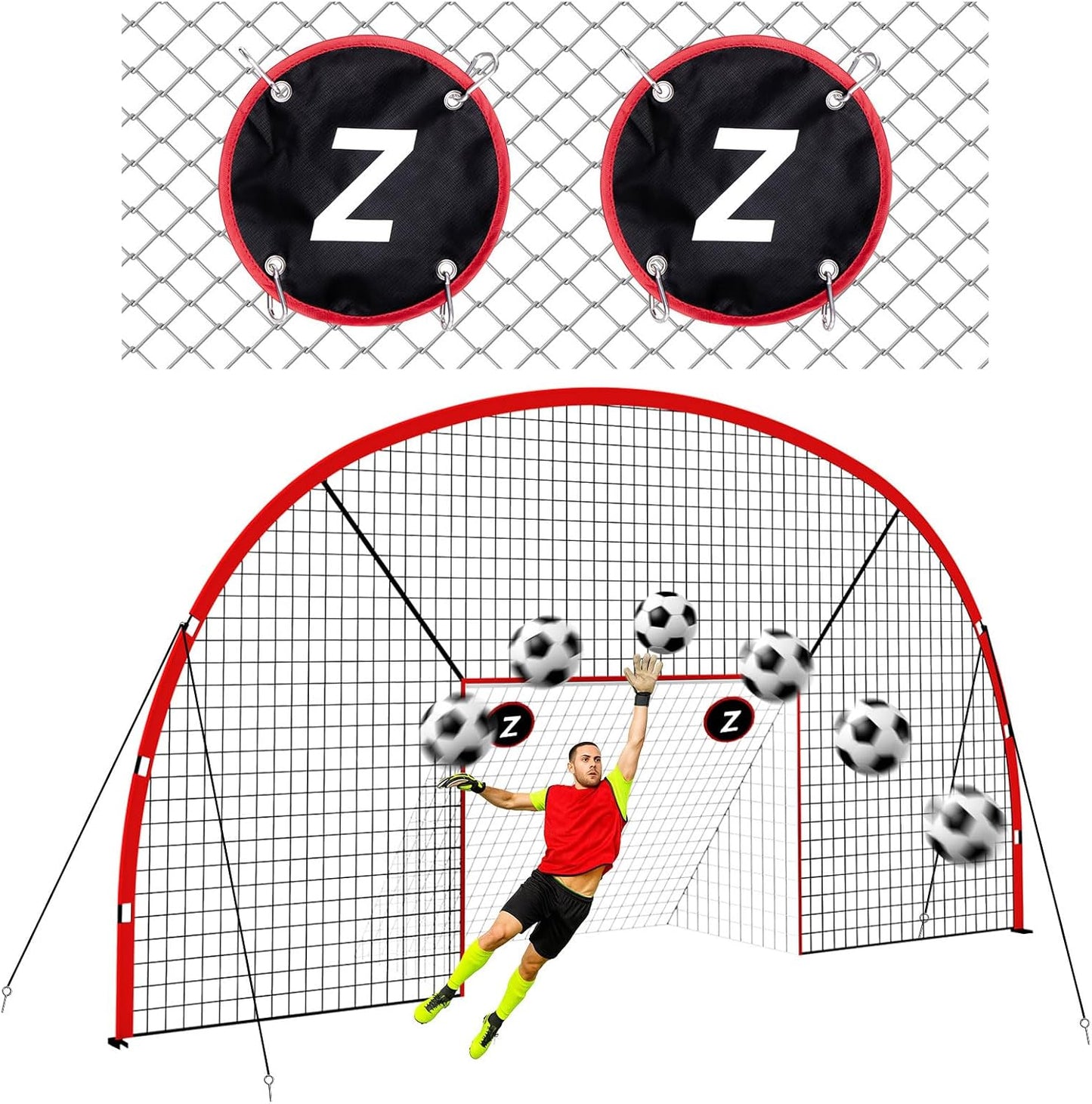 3-in-1 Soccer Goal with Backstop Net & Rebounder, 21x10ft