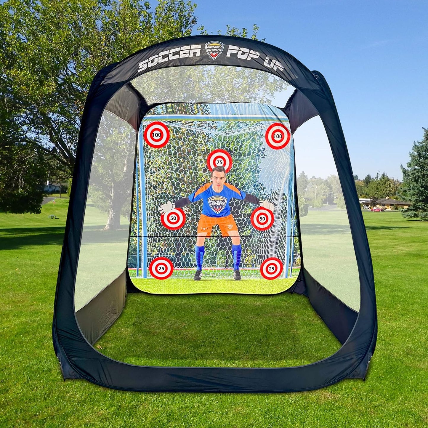 Art 8' Pop-Up Soccer Practice Trainer - with Built-in Backdrop & Targets for Solo