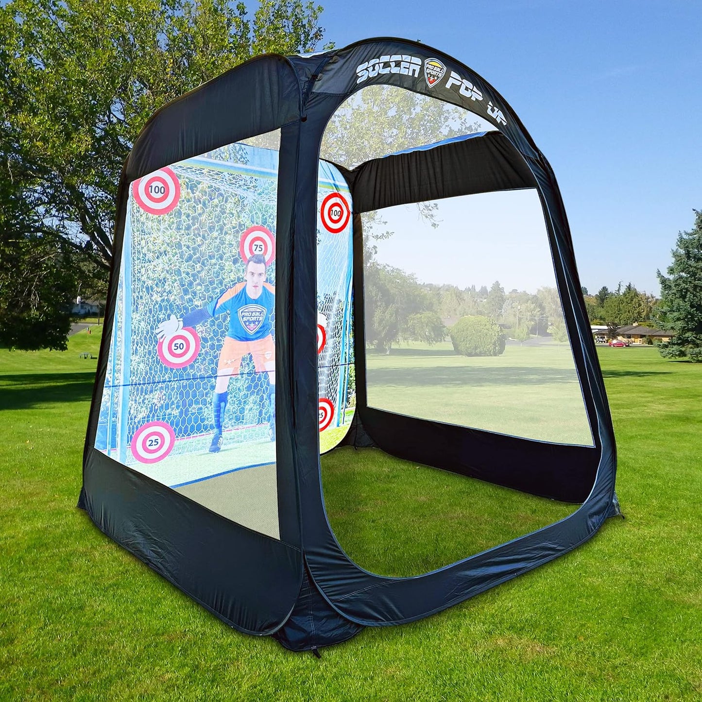Art 8' Pop-Up Soccer Practice Trainer - with Built-in Backdrop & Targets for Solo
