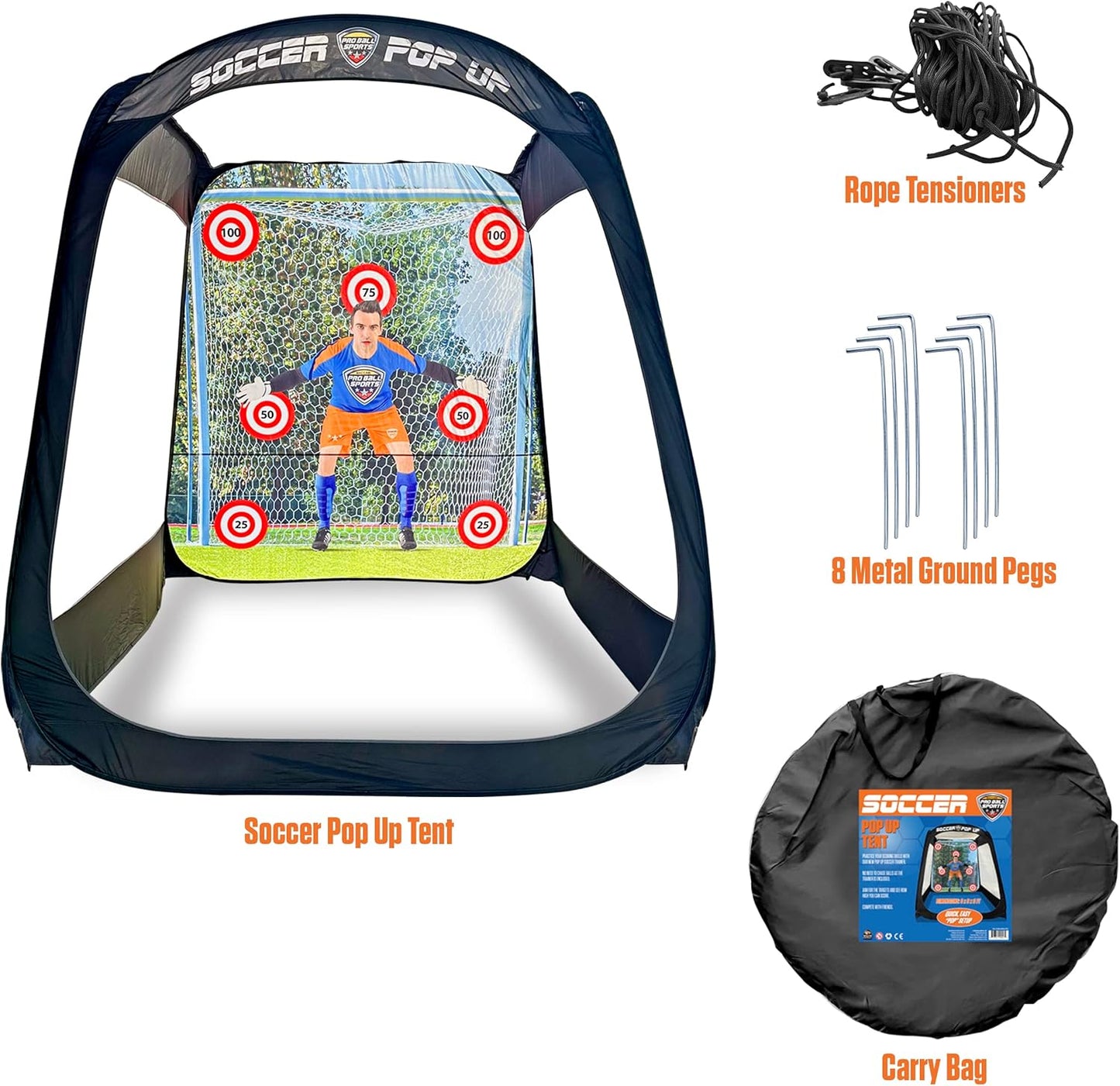 Art 8' Pop-Up Soccer Practice Trainer - with Built-in Backdrop & Targets for Solo