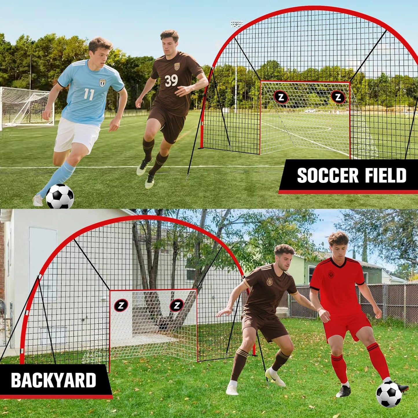 3-in-1 Soccer Goal with Backstop Net & Rebounder, 21x10ft