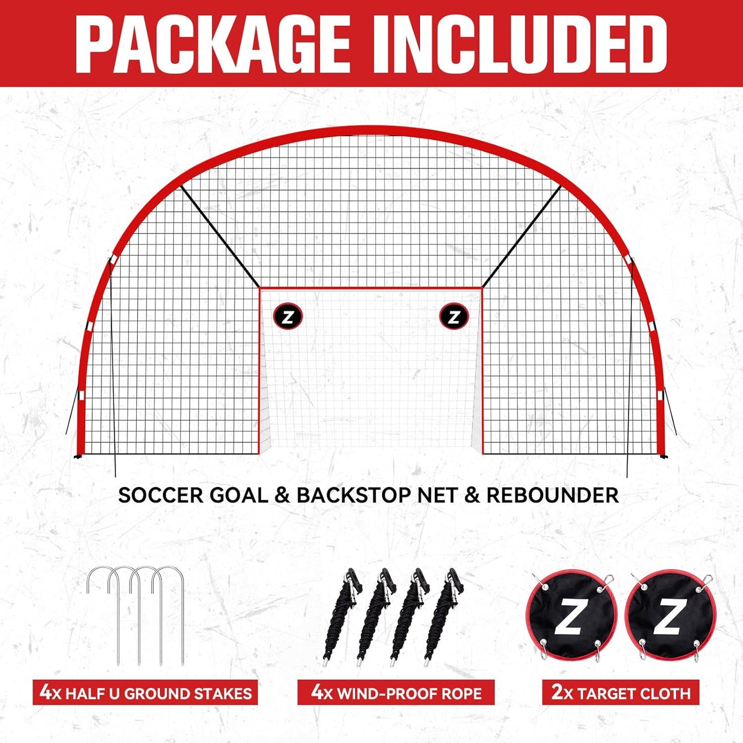 3-in-1 Soccer Goal with Backstop Net & Rebounder, 21x10ft