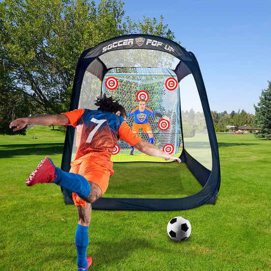 Art 8' Pop-Up Soccer Practice Trainer - with Built-in Backdrop & Targets for Solo